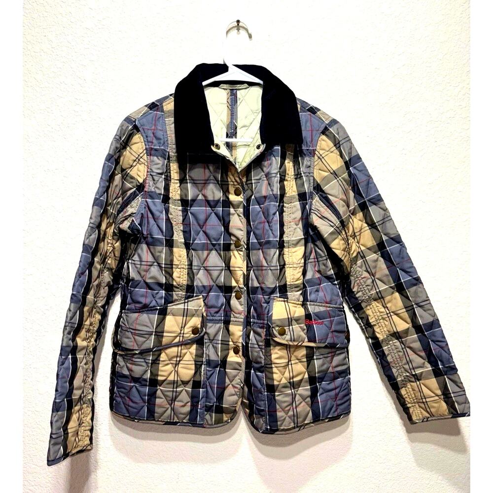 Barbour Puffer Dress Tartan Plaid Jacket Women’s 10